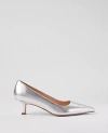 Ann Taylor Metallic Nip Toe Kitten Heel Pumps In Silver
