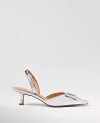 Ann Taylor Metallic Pointy Toe Slingback Pumps In Silver