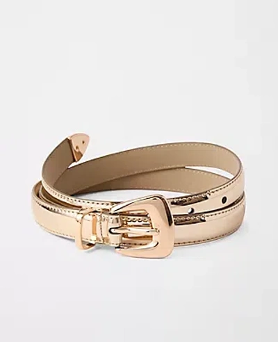Ann Taylor Metallic Square Buckle Belt In Gold