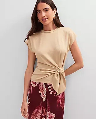 Ann Taylor Metallic Tie Waist Tee