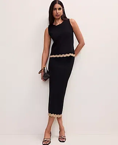 Ann Taylor Metallic Trim Sweater Midi Skirt In Black