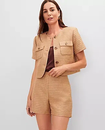 Ann Taylor Metallic Tweed Puff Sleeve Jacket
