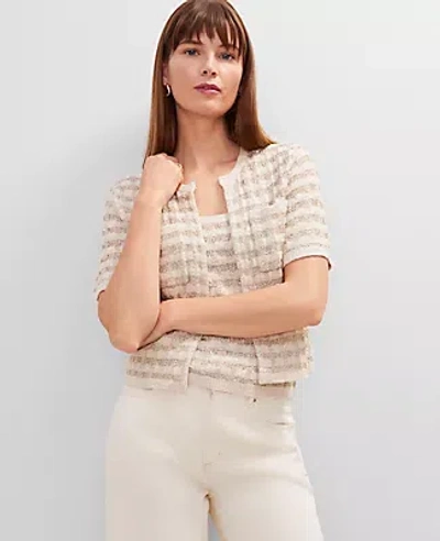 Ann Taylor Metallic Tweed Sweater Jacket
