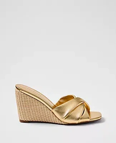 Ann Taylor Metallic Wedge Sandal In Gold