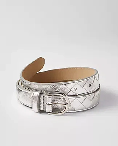 Ann Taylor Metallic Woven Belt In Silvertone