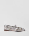 Ann Taylor Metallic Woven Mary Jane Ballet Flats In Silver Metallic
