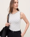 Ann Taylor Micro Dot Knit Shell Top In White