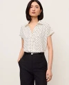 Ann Taylor Micro Dot Split Neck Blouse In White