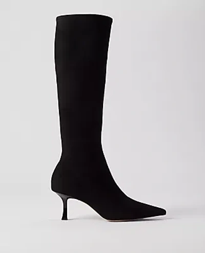 Ann Taylor Microstretch Suede Pointy Toe Boot In Black