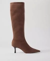 Ann Taylor Microstretch Suede Pointy Toe Boot In Pine Bark