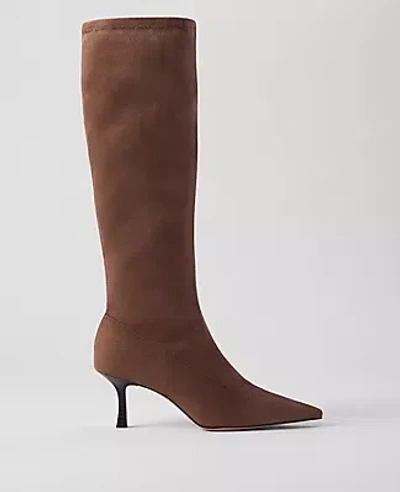 Ann Taylor Microstretch Suede Pointy Toe Boot In Pine Bark