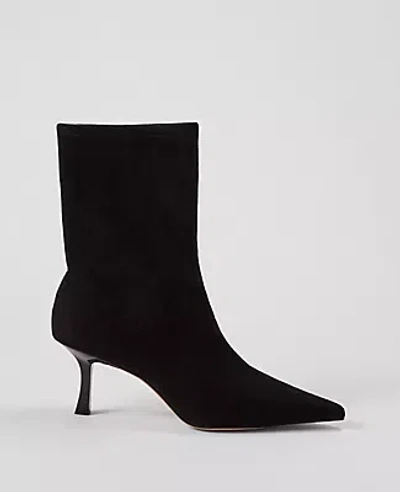 Ann Taylor Microstretch Suede Pointy Toe Bootie In Black