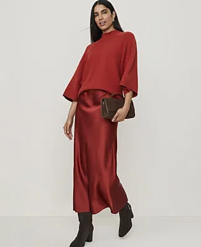Ann Taylor Midi Slip Skirt In Red Ochre