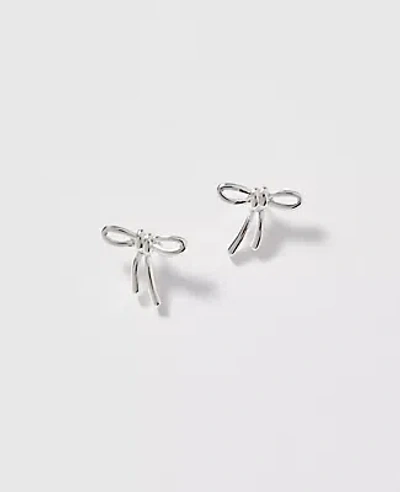 Ann Taylor Mini Bow Stud Earrings In Silver