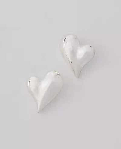 Ann Taylor Mini Heart Stud Earrings In Metallic