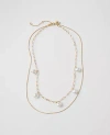 Ann Taylor Mini Pearl And Chain Layered Necklace In Goldtone