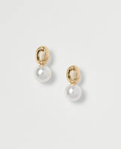 Ann Taylor Mini Pearl Hoop Earrings In Ivory