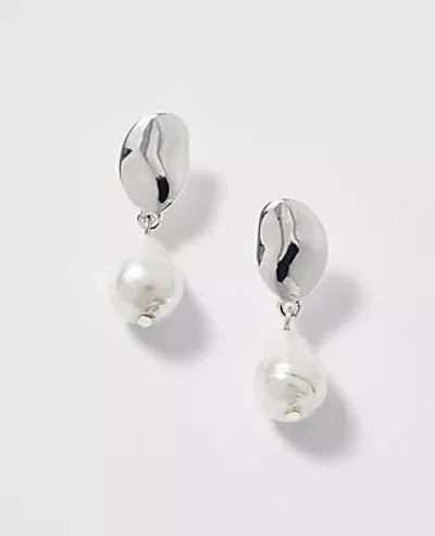 Ann Taylor Mini Pearlized Drop Earrings In Silver
