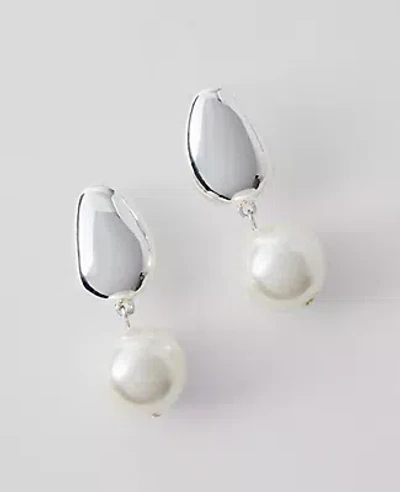 Ann Taylor Mini Pearlized Drop Earrings In Silver