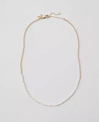 Ann Taylor Mini Pearlized Necklace In Gold