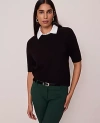 Ann Taylor Mix Media Sweater Tee In Black