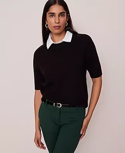 Ann Taylor Mix Media Sweater Tee In Black