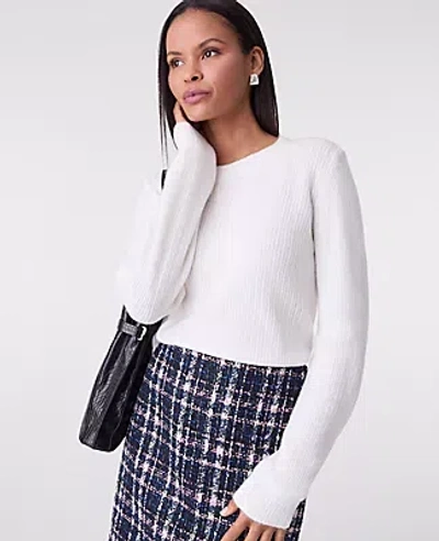 Ann Taylor Mixed Cable Sweater In White