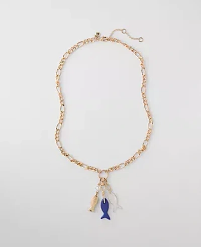 Ann Taylor Mixed Fish Charm Necklace In Gold