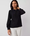 Ann Taylor Mixed Media Bib Front Top In Black
