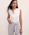 Ann Taylor Mixed Media Button Down Top In White