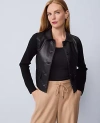 Ann Taylor Mixed Media Collared Jacket In Black