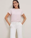 Ann Taylor Mixed Media Crew Neck Tee In Purple