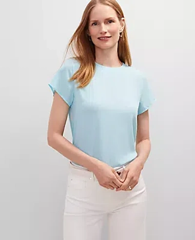 Ann Taylor Mixed Media Crew Neck Tee In Blue