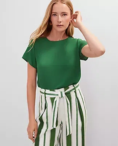 Ann Taylor Mixed Media Crew Neck Tee In Green