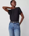 Ann Taylor Mixed Media Crew Neck Tee In Black
