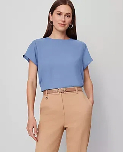 Ann Taylor Mixed Media Crew Neck Tee In Blue