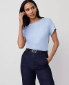 Ann Taylor Mixed Media Crew Neck Tee In Serenity