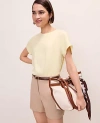 Ann Taylor Mixed Media Crew Neck Tee In Yellow