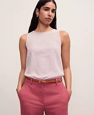 Ann Taylor Mixed Media Lace Trim Top In Pink