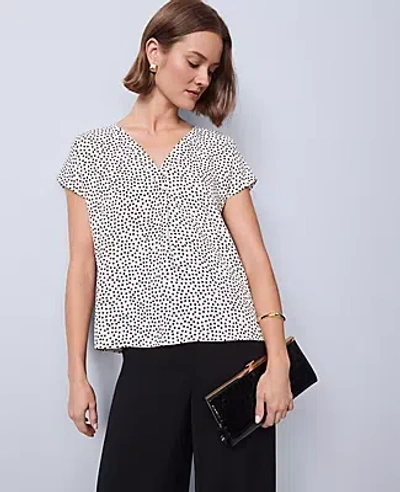 Ann Taylor Mixed Media Pleat Front Top