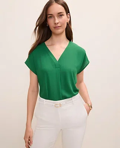Ann Taylor Mixed Media Pleat Front Top