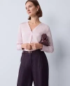 Ann Taylor Mixed Media Pleat Front Top In Pink