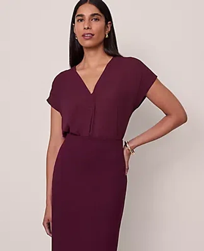 Ann Taylor Mixed Media Pleat Front Top In Purple