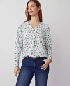 Ann Taylor Mixed Media Pleat Front Top In Winter White