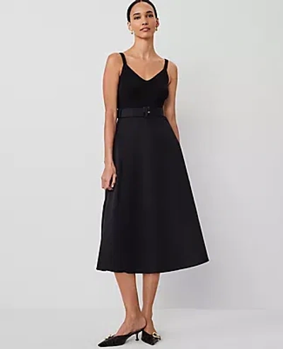 Ann Taylor Mixed Media Sweater Dress In Black