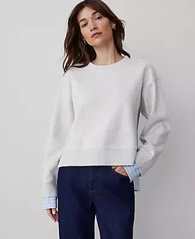 Ann Taylor Mixed Media Sweatshirt In Frosted Heather
