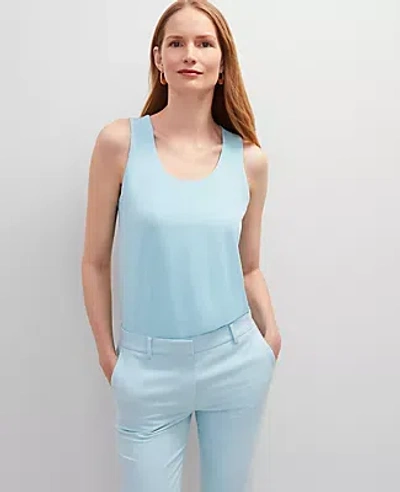 Ann Taylor Mixed Media Tank Top In Blue