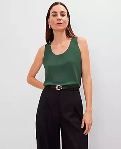 Ann Taylor Mixed Media Tank Top In Green