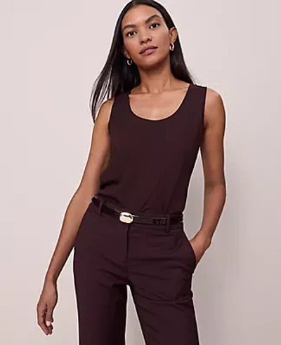 Ann Taylor Mixed Media Tank Top In Brown