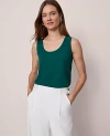 Ann Taylor Mixed Media Tank Top In Green